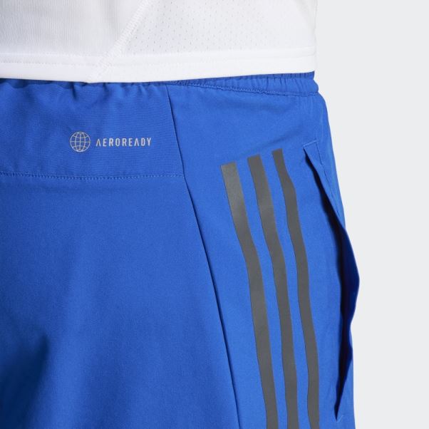 Short Bleu Royal Run Icon à 3 Bandes Réfléchissantes Adidas