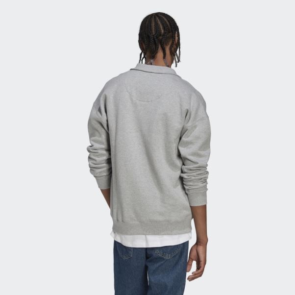 Sweat 1/4 Zip Gris Moyen Adidas