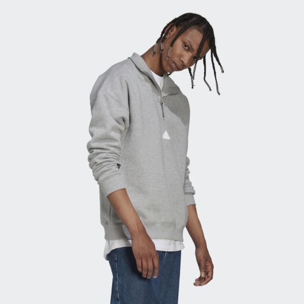 Sweat 1/4 Zip Gris Moyen Adidas