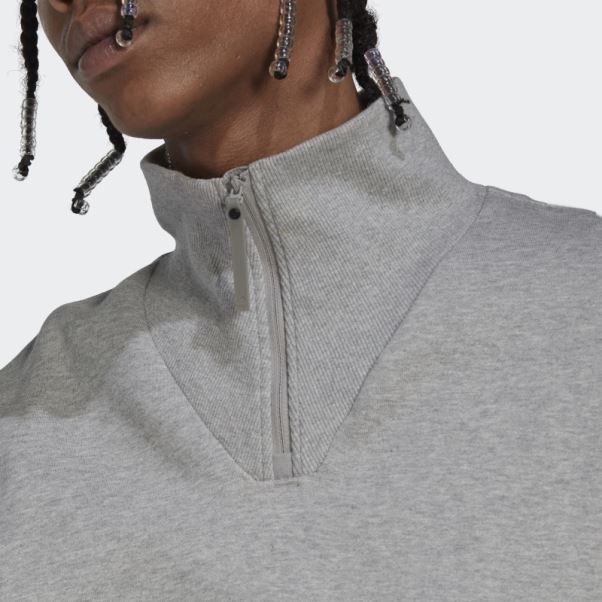 Sweat 1/4 Zip Gris Moyen Adidas