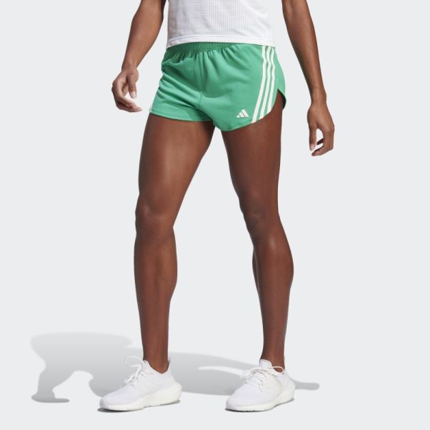 Adidas Run Icon 3-stripes Short De Course à Faible Teneur En Carbone Court Vert