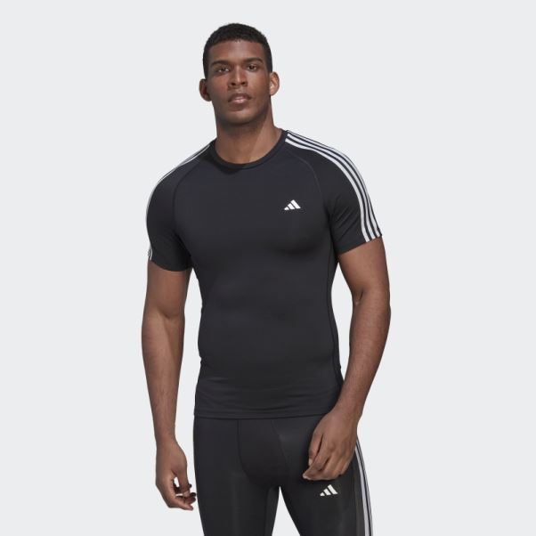 T-shirt D'entraînement Adidas Techfit 3 Bandes Noir