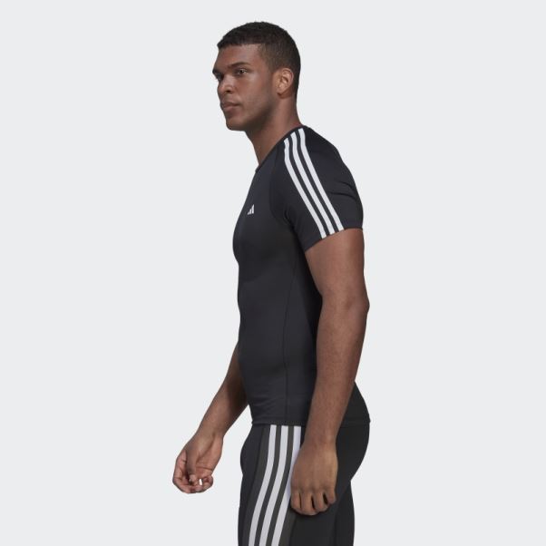 T-shirt D'entraînement Adidas Techfit 3 Bandes Noir