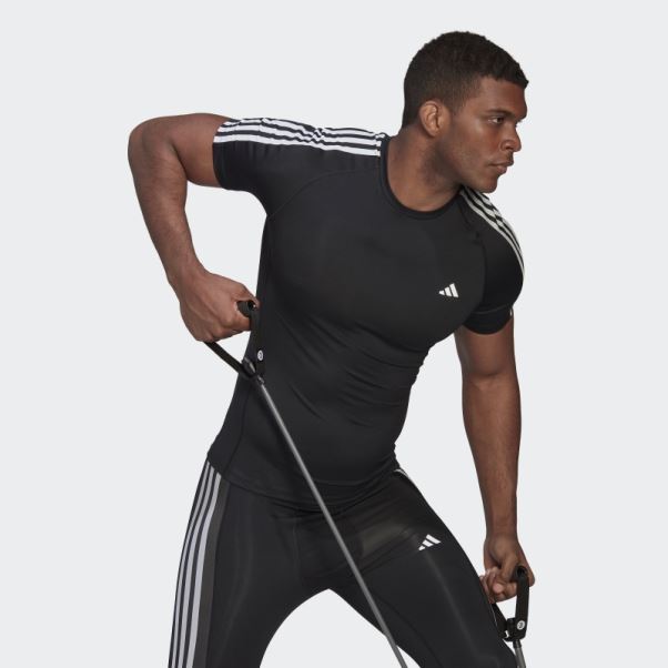 T-shirt D'entraînement Adidas Techfit 3 Bandes Noir