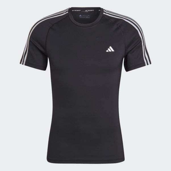 T-shirt D'entraînement Adidas Techfit 3 Bandes Noir