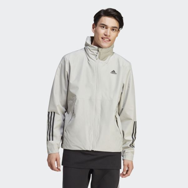 Veste Bsc 3-stripes Rain.rdy Adidas Gris Métal