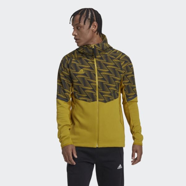 Sweat à Capuche Entièrement Zippé Adidas Olive Conçu Pour Gameday