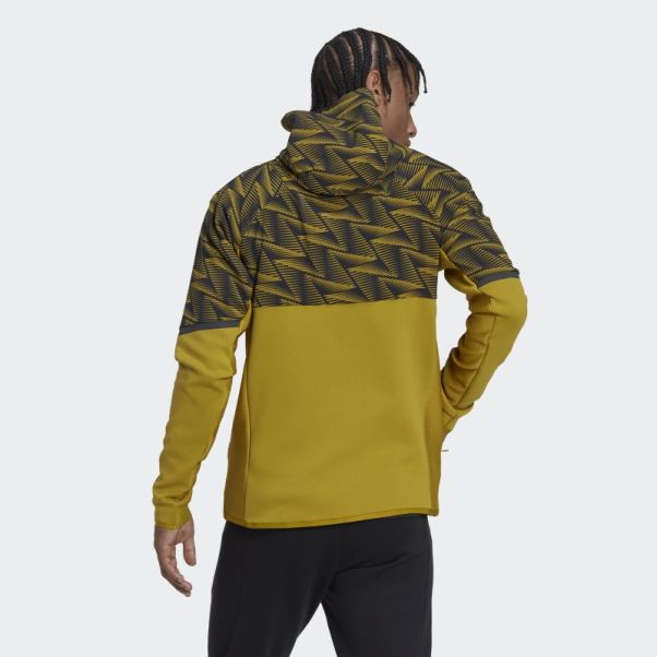 Sweat à Capuche Entièrement Zippé Adidas Olive Conçu Pour Gameday