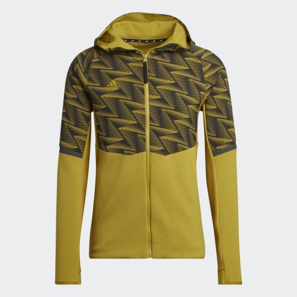 Sweat à Capuche Entièrement Zippé Adidas Olive Conçu Pour Gameday