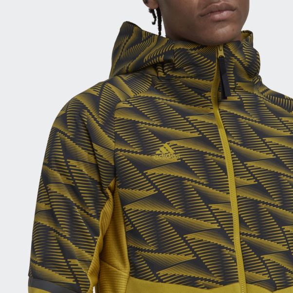 Sweat à Capuche Entièrement Zippé Adidas Olive Conçu Pour Gameday