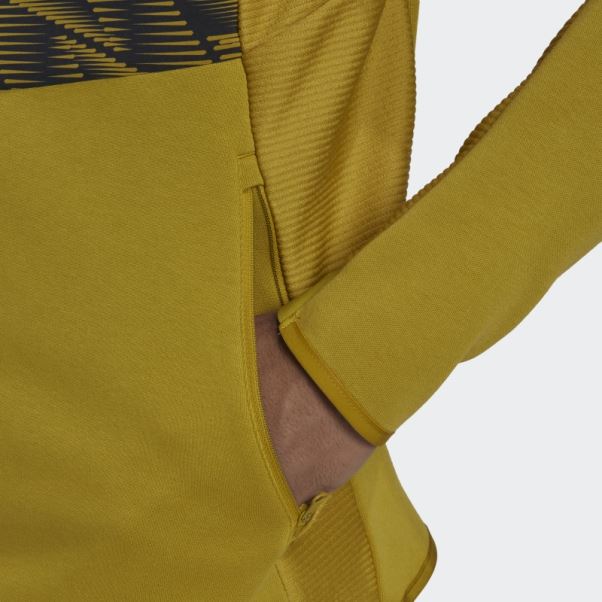 Sweat à Capuche Entièrement Zippé Adidas Olive Conçu Pour Gameday