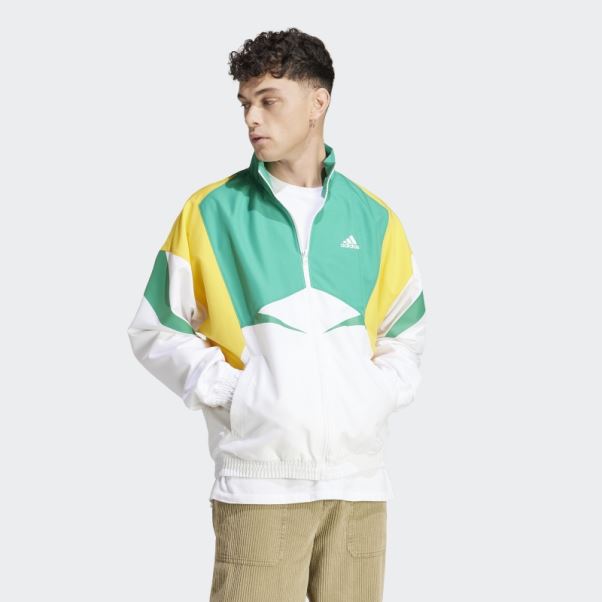 Veste De Survêtement Adidas Color Block Blanche