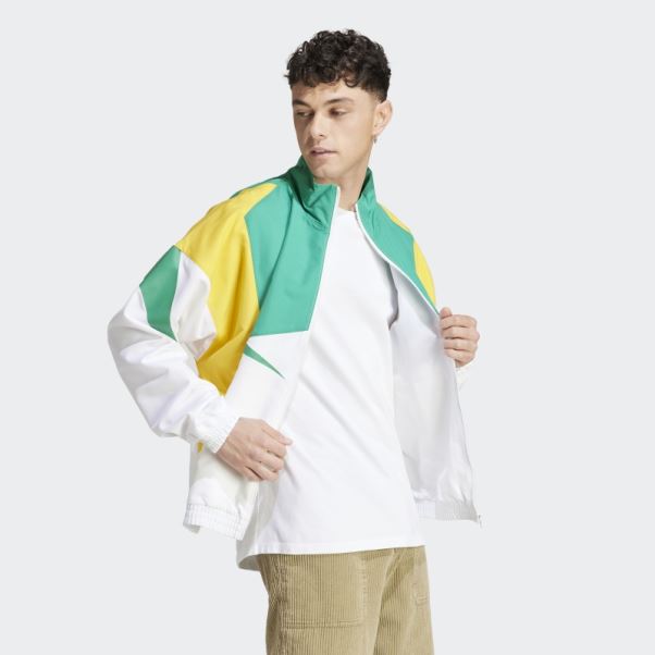Veste De Survêtement Adidas Color Block Blanche