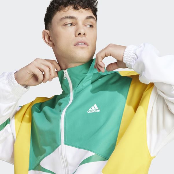 Veste De Survêtement Adidas Color Block Blanche