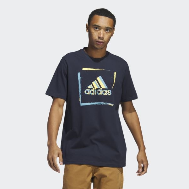 T-shirt Graphique à Manches Courtes Pochoir Bicolore Encre Adidas