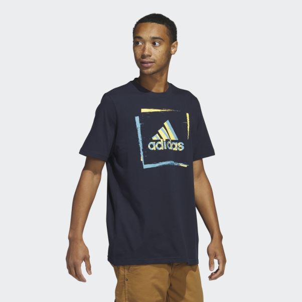 T-shirt Graphique à Manches Courtes Pochoir Bicolore Encre Adidas