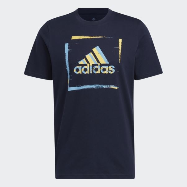 T-shirt Graphique à Manches Courtes Pochoir Bicolore Encre Adidas