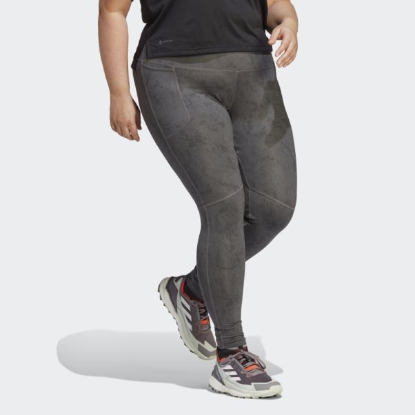 Legging Terrex Multi Allover Print (grande Taille) Gris Adidas