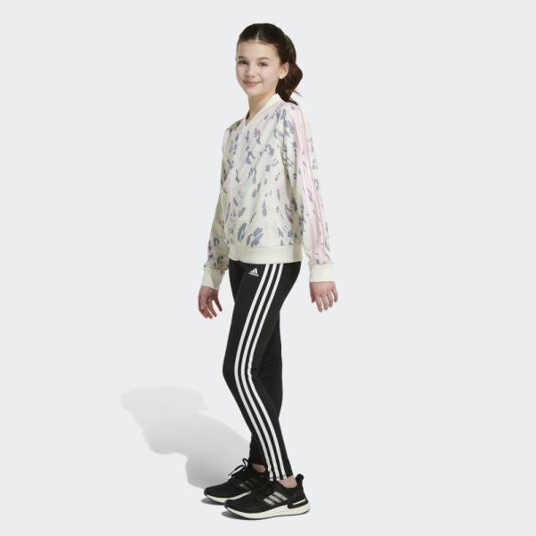 Adidas Veste Blanche à 3 Bandes Avec Imprimé Intégral