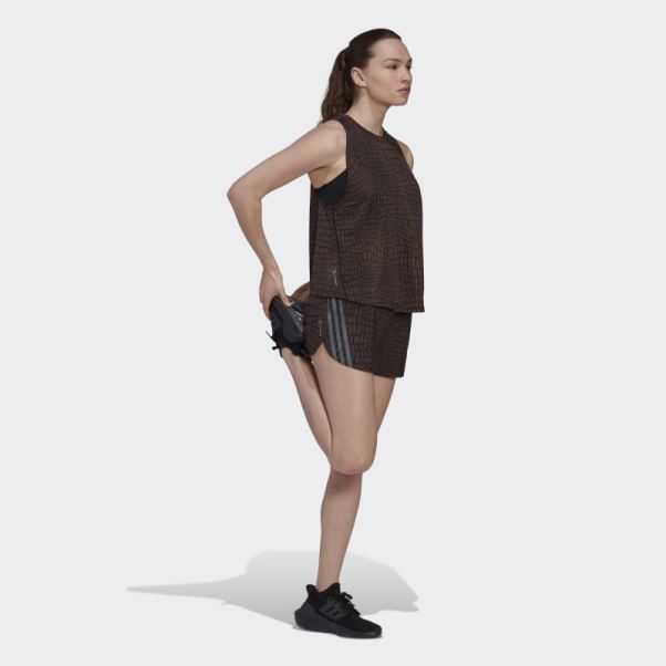 Adidas Short De Running Icon Noir à Imprimé Crocodile à 3 Bandes