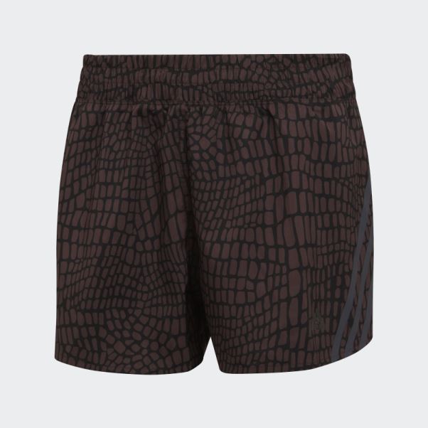 Adidas Short De Running Icon Noir à Imprimé Crocodile à 3 Bandes