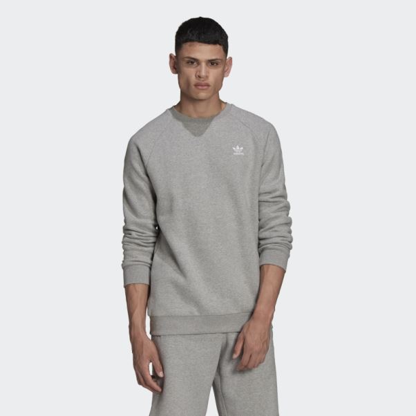 Sweat Gris Moyen Adicolor Essentials Trèfle Ras Du Cou Adidas