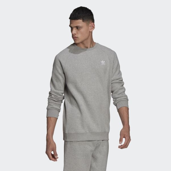 Sweat Gris Moyen Adicolor Essentials Trèfle Ras Du Cou Adidas
