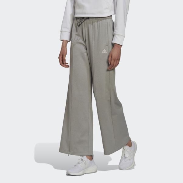 Pantalon Large Taille Haute Aeroready Gris Moyen Adidas