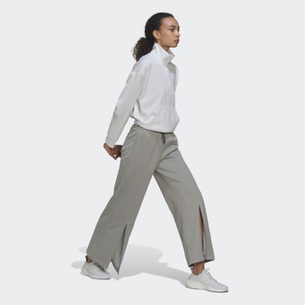 Pantalon Large Taille Haute Aeroready Gris Moyen Adidas