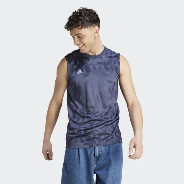 Maillot Sans Manches Adidas Tiro Bleu Marine