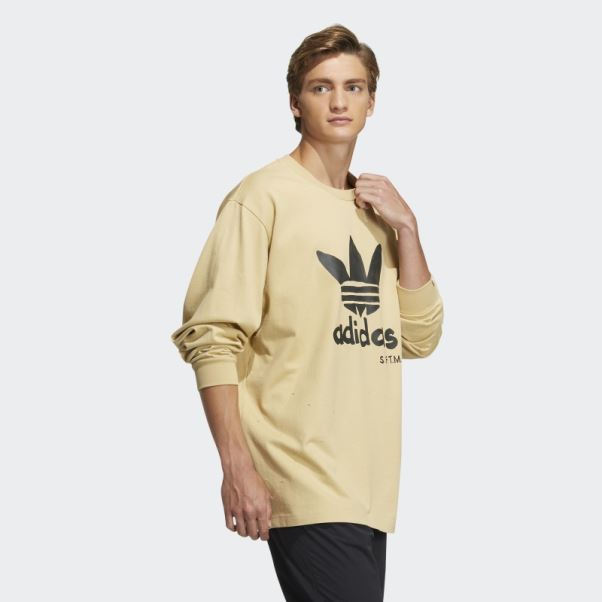 Chanson Beige Brumeux Pour Le T-shirt Muet à Manches Longues Adidas