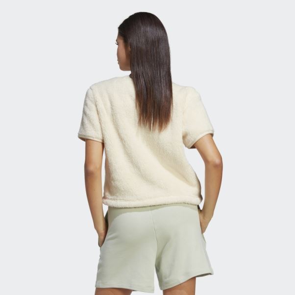 T-shirt Blanc Adidas Essentials+ Duveteux