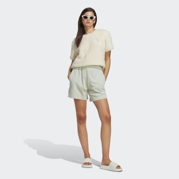 T-shirt Blanc Adidas Essentials+ Duveteux