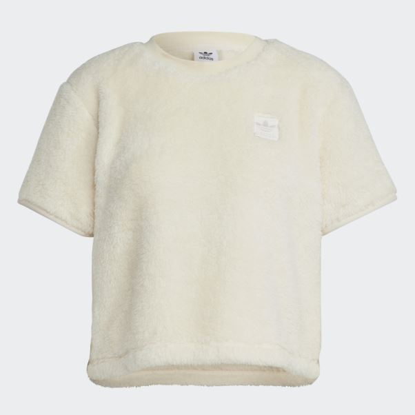 T-shirt Blanc Adidas Essentials+ Duveteux