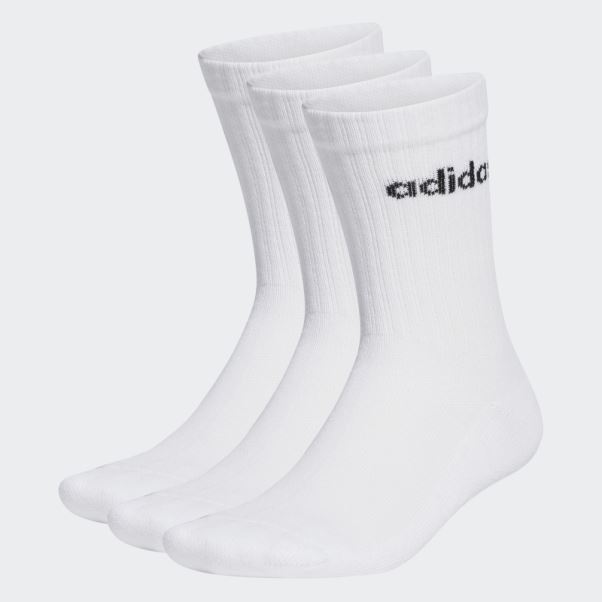Chaussettes Matelassées Blanches Linear Crew 3 Paires Adidas