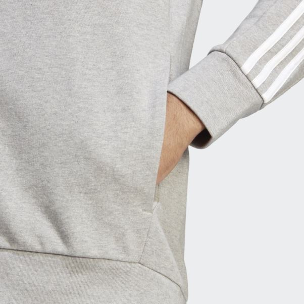 Adidas Essentials French Terry 3-stripes Full-zip Hoodie Blanc Chaud