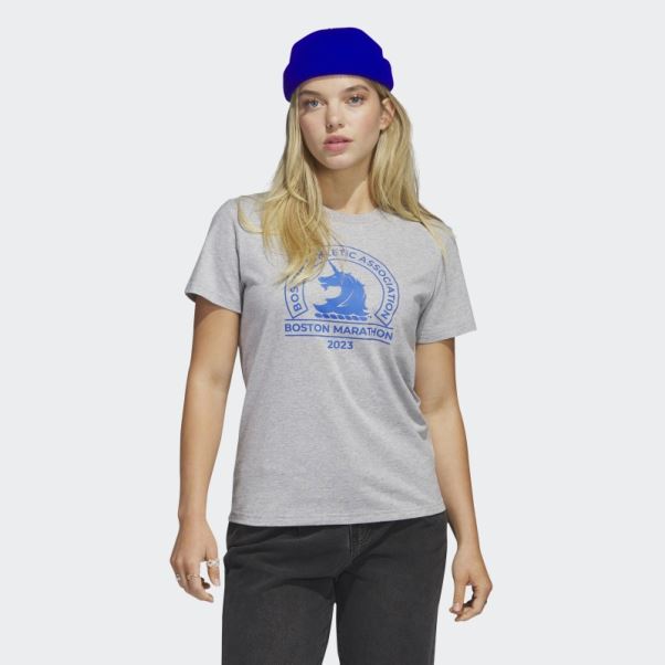 T-shirt Logo Boston Marathon 2023 Adidas Gris Moyen