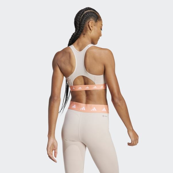 Soutien-gorge Techfit à Maintien Moyen Powerreact Training Adidas Taupe