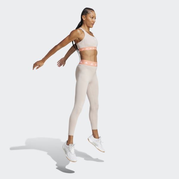 Soutien-gorge Techfit à Maintien Moyen Powerreact Training Adidas Taupe