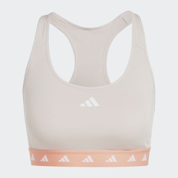 Soutien-gorge Techfit à Maintien Moyen Powerreact Training Adidas Taupe