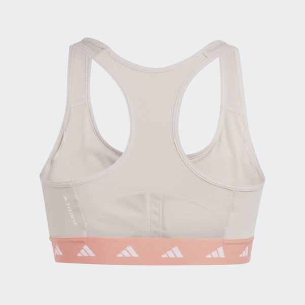 Soutien-gorge Techfit à Maintien Moyen Powerreact Training Adidas Taupe