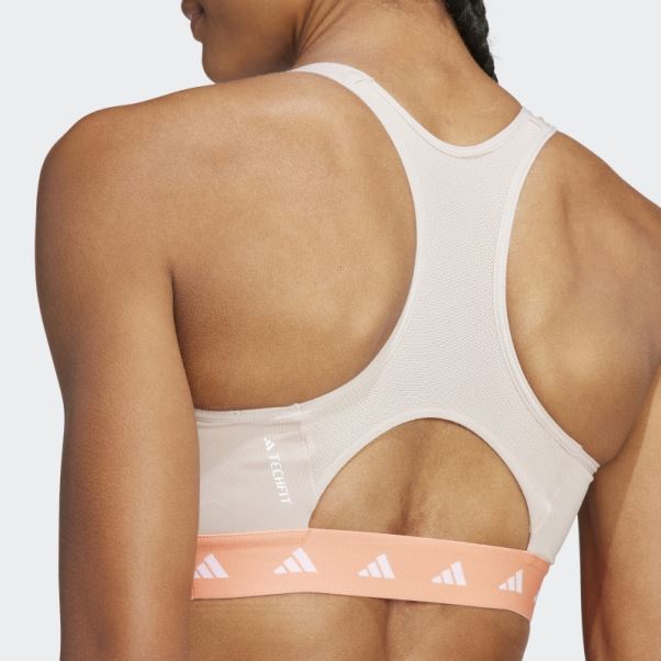 Soutien-gorge Techfit à Maintien Moyen Powerreact Training Adidas Taupe