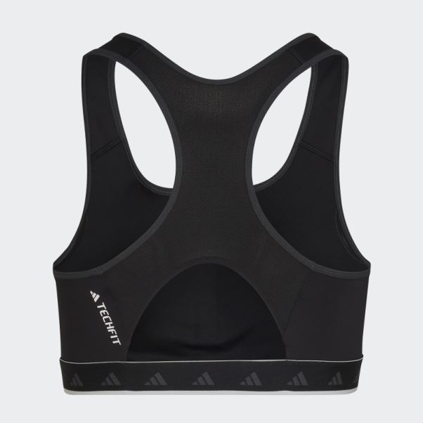 Soutien-gorge D'entraînement Techfit à Maintien Moyen Adidas Hyperglam Powerreact Noir (grande Taille)