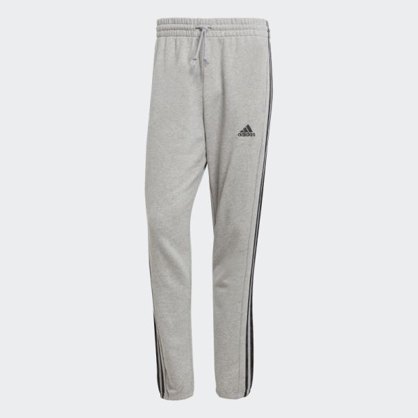 Pantalon Adidas Gris Moyen Essentials En Molleton Resserré Aux Poignets élastiques à 3 Bandes