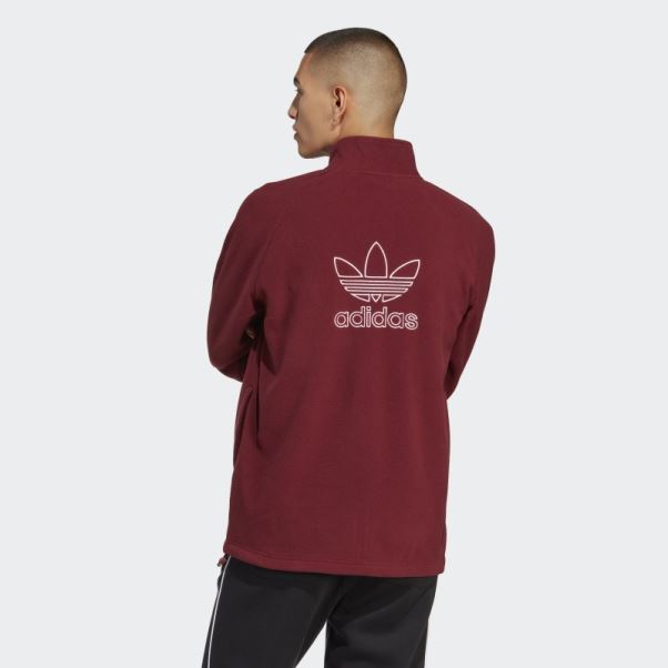 Veste Polaire Adidas Adicolor Classics Trefoil Rouge