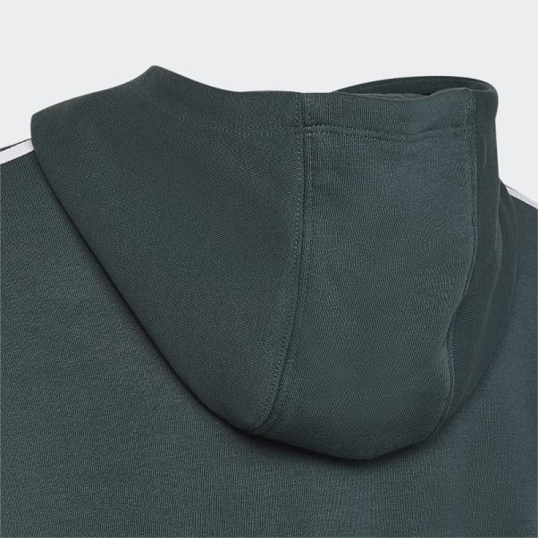 Adidas Sweat à Capuche Court Adicolor Vert Minéral