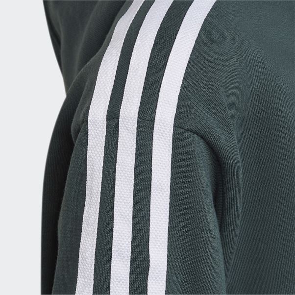 Adidas Sweat à Capuche Court Adicolor Vert Minéral