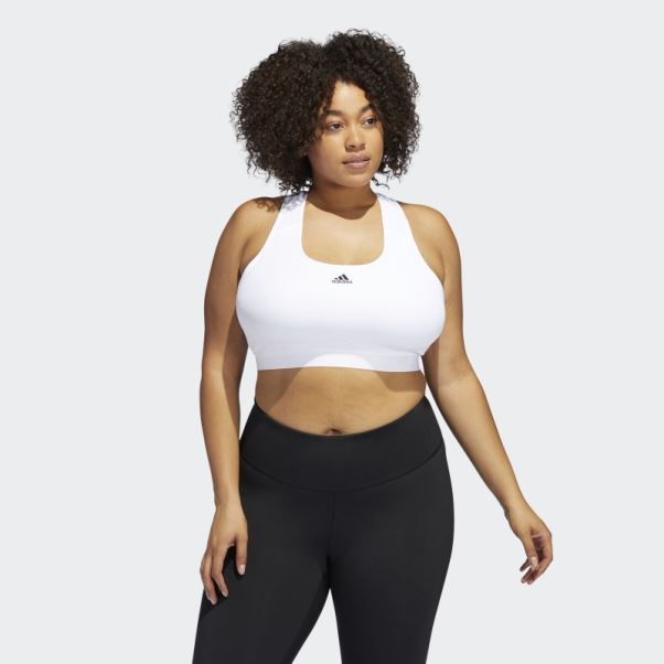 Soutien-gorge à Maintien Moyen Adidas Powerreact Training Blanc (taille Plus)