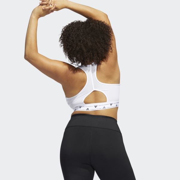 Soutien-gorge à Maintien Moyen Adidas Powerreact Training Blanc (taille Plus)