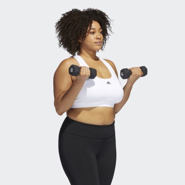 Soutien-gorge à Maintien Moyen Adidas Powerreact Training Blanc (taille Plus)